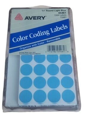 AVERY color coding labels light blue , organize with color , Removable 3/4" roud